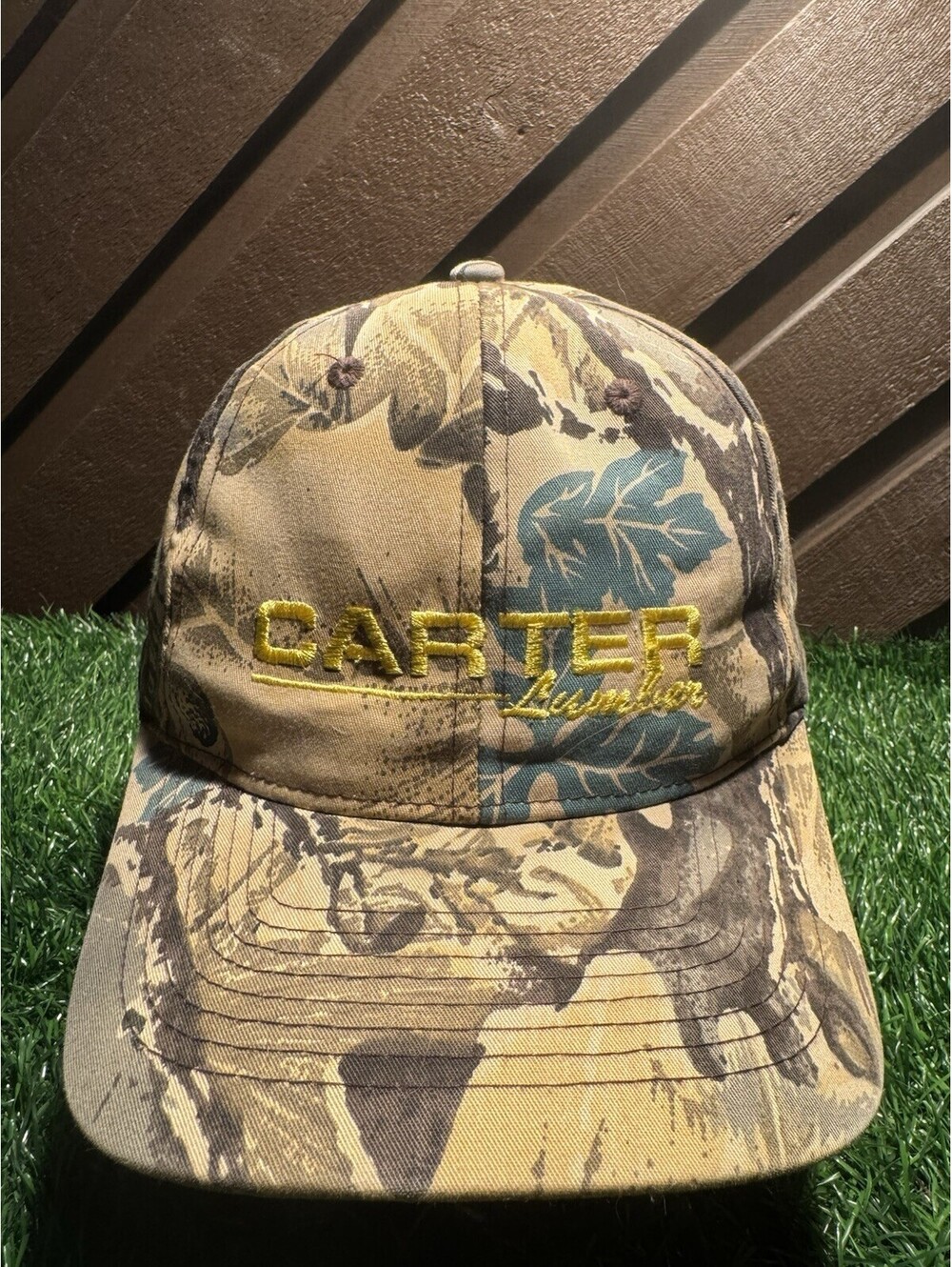 VTG Carter Lumber Camo Snapback Trucker Hat Cap Embroidered Outdoor Mens KC